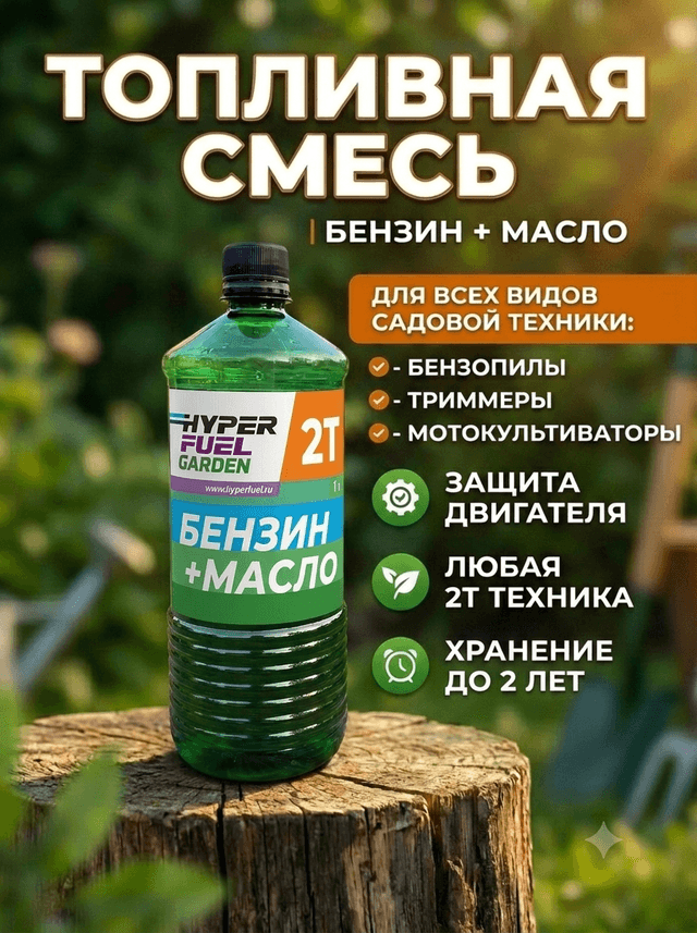 Купить Топливо для садовой техники Бензин+масло 2Т , 1 л Купить Топливо для садовой техники Бензин+масло 2Т , 1 л